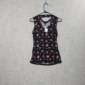 Rue21 Womens Floral Sleeveless Tank Top Black Multi-Color Medium Rayon Blend